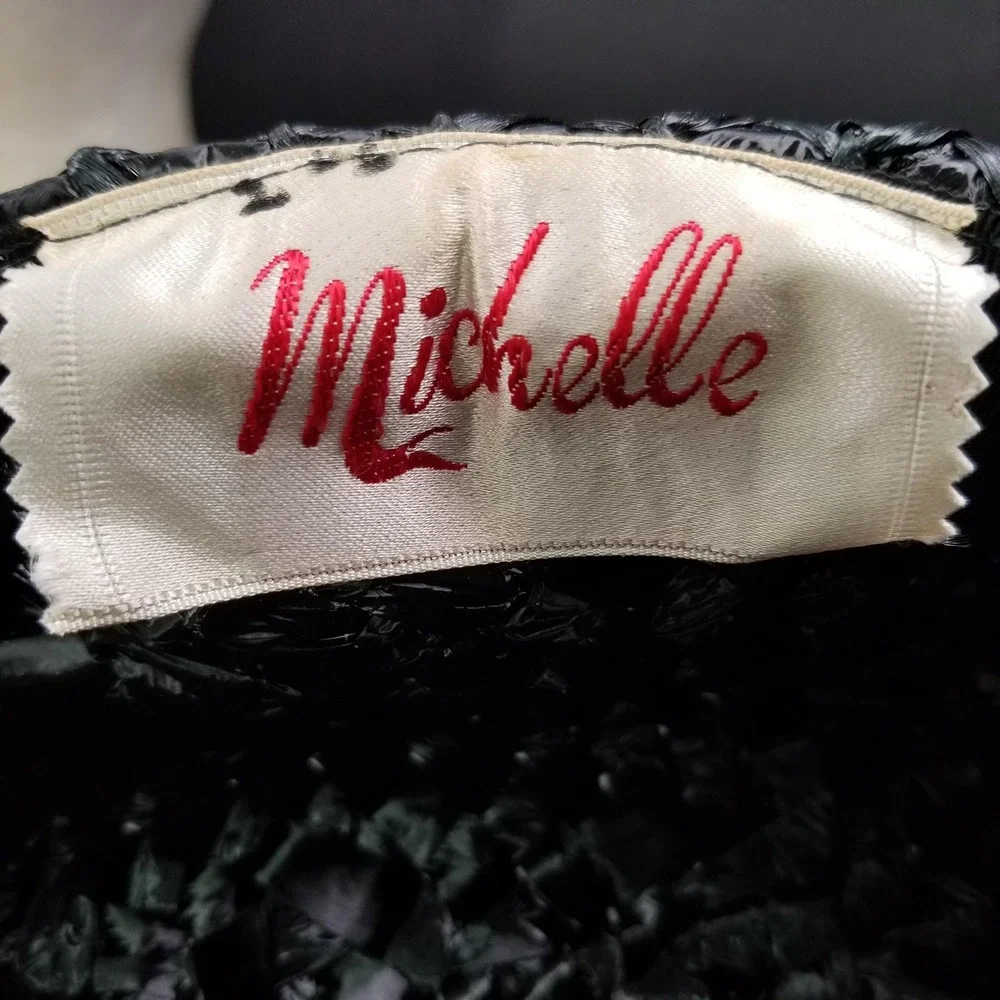 Michelle Vintage Black Woven Pillbox Hat‎ with Birdcage Veil Kentucky Derby